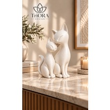 Triora Design Design Amore Cats – Anne & Yavru Kedi Biblosu | Sevgi Temalı Modern Dekoratif Obje | 3D Üretim | 20 x 12 cm
