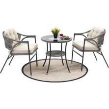 Divona Home Home Damla Bahçe Bistro Masa Takımı - Antrasit - 70X70X73 cm