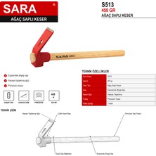 Sara S513 Ağaç Saplı Keser – 450 Gr, Hassas Taşlanmış Ağız