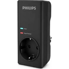 Philips 1140 Joule Tekli Akım Korumalı Priz - Siyah