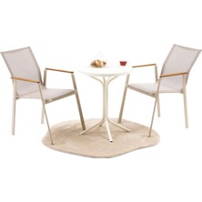 Divona Home Home Next Bistro Masa Takımı - Krem - 55X55X70 cm