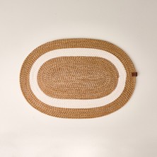 Simple Living Living Jüt Görünümlü Şerit Banyo Paspası - Kahverengi / Krem  40X60 cm