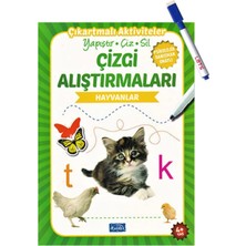 Parıltı Yayıncılık Yaz Sil Çizgi Alıştırmaları Hayvanlar