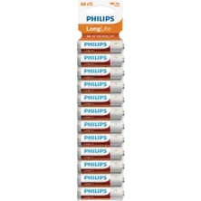 Philips R6L12TF/10 Longlife Çinko 12'li Aa Pil - Beyaz / Turuncu