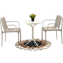 Divona Home Home Nes Kollu Bistro Masa Takımı - Krem - 55X55X70 cm