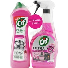 4 Adet Cif Krem Sakura 750 ml + Cif Anında Etki Sakura 1025 ml