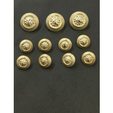 11 Adet Karışık Boy Aslan Desenli Gold Renk Trençkot,Kaban Ve Blazer Ceket Düğmesi Takımı