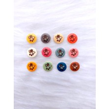 60 Adet 15 Mm Yuvarlak Arkadan Delikli Karışık Renkli Kuş Desenli Düğme