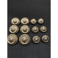 12 Adet Karışık Boy Aslan Desenli Gold Renk Trençkot,Kaban Ve Blazer Ceket Düğmesi Takımı