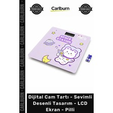 Carlburn #tartı Hassas 180KG Baskül Dijital Cam Tartı Sevimli Desenli Tasarım LCD Ekran Pilli