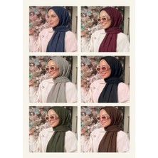 Bambu Kraş Şal 6'lı Set (Lacivert - Bordo - Taş Rengi - Siyah - Haki - Çikolata Kahve)