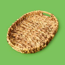 Matmel Orta Boy Örgü Oval Tepsi Sepet - Kahverengi - 38X29X5 cm