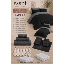 Essdi Home Tekstil Yeni Ev & Çeyiz Seti – Paket 2 Siyah/Antrasit
