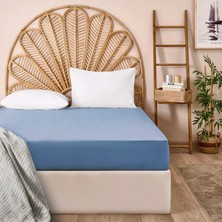 Matmel Soft Basic Çift Kişilik Düz Kenar Çarşaf - Mavi - 240X260 cm