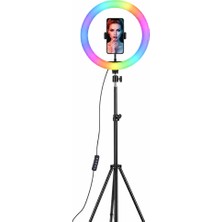 Sanal Ticaretiniz 10 Inç Rgb LED Soft Ring Light Tripod ve Telefon Tutucu Seti