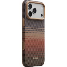 iPhone 18 Pro Uyumlu Kılıf M-Safeli Pitaka Tactile Woven Sunset-Moonrise Aramid Summa Kapak Kahve