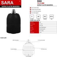 Sara S900 Supra Plastik Mandren – 1,5–13 Mm, Otomatik Kilitli, 1/2-20 Unf