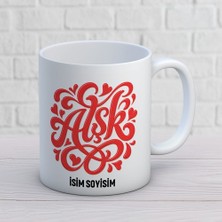 Ajans 313 Aşk Yazılı Retro Kişiye Özel Baskılı Kupa – Sevgiliye Romantik Hediye