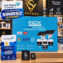 Inox X44 V 4g Solar Güvenlik Box + Türk Telekom Sım Kart + 128 GB Micro Sd