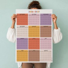 Bi'aldım 2026-2027 Akademik Duvar Takvimi | Aylık Planlayıcı | Büyük Duvar Planlayıcısı | Boho Renkler