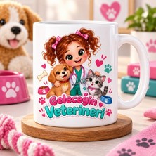 Ajans 313 Geleceğin Veterineri Kız Çocuk Baskılı Kupa – Kedi Köpek ve Meslek Hediyesi