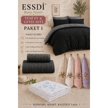 Essdi Home Tekstil Yeni Ev ve Çeyiz Seti Paket 1 Siyah Antrasit
