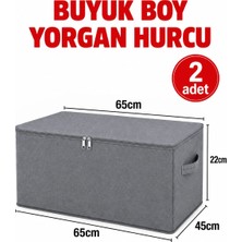 Esmana Living 2 Adet - Sade Gri Büyük Boy Baza Altı ve Çekyat Tipi Hurç 65 x 45 x 22