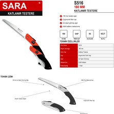 Sara S516 Katlanır Testere – 180 Mm, Isıl Işlem Görmüş Ağız, Kilitli Mekanizma