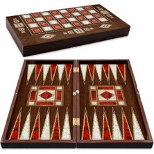 Tavla Büyük Boy Polyester Sedef Işlemeli 25X49X6 Cm. Backgammon