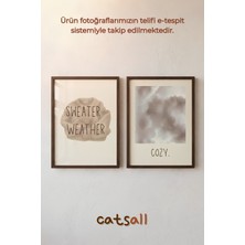 Retro Kış Konseptli Cozy ve Sweater Weather 2 Adet Poster Seti 30X40 cm