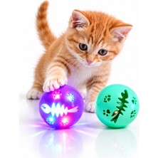 PHENORA 2’li Set Işıklı ve Çıngıraklı Kedi Oyun Topu | Eğlenceli ve Hareketli Kedi Oyuncağı