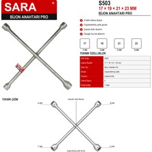 Sara S503 Bijon Anahtarı Pro – 17 x 19 x 21 x 23 Mm, Çapraz Kollu