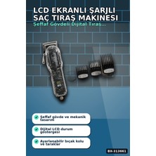 Dunai LCD Ekranlı Şarjlı Saç Tıraş Makinesi 1800 Mah 4 Taraklı USB Şarj Güçlü Motor Kesme Aleti