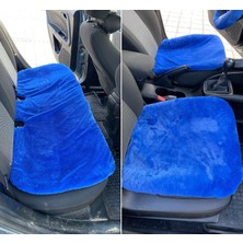 Yumuşak Tüylü Peluş Serme Oto Koltuk Koruyucu Minder Ön Arka Mavi