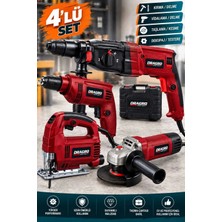 Dragro Çelik Şanzıman Elektrikli 4'lü Set Matkap, Taşlama, Kırıcı/delici Hilti / Dekupaj