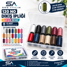 Sms Atılım 120 No Dikiş Ipliği 12'li Set Karışık Renk 250-300 Metre Her Bobin