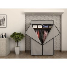 Home Dzgn Home Metal Çelik Borulu Plastik Raflı Ekonomik Bez Dolap Gardırop Portatif Gardırop-Gr
