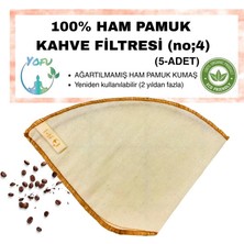 (5 Adet) Yıkanabilir, Kumaş Kahve Filtresi (No:4) AĞARTILMAMIŞ%100 Ham Pamuk, Organik, Ekoloji