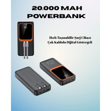 Dunai 20000 Mah Powerbank | Çok Kablolu, Dijital Göstergeli, Yüksek Hızlı Şarj Cihazı