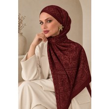 Revam Collection Retro Desen Pamuk Soft Şal Bordo