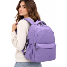 Bevitton Su Geçirmez Kumaş Okul Çantası Unisex Okul Sırt Çantası 2200 Lila