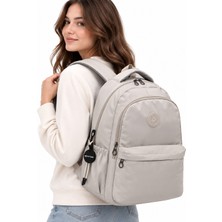 Bevitton Su Geçirmez Kumaş Okul Çantası  Unisex Bej Okul Sırt Çantası 2200 Siyah