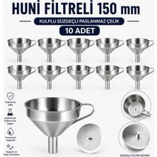 Labolist Huni Filtreli 150 mm - Kulplu Süzgeçli Paslanmaz Çelik 10 Adet
