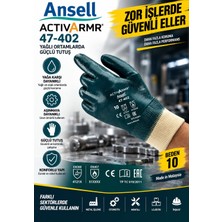 Ansell Activarmr Hylite 47-402 Nitril Kaplı Yağ Tutmaz Montaj Eldiveni 10 Adet