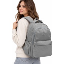 Bevitton Su Geçirmez Kumaş Okul Çantası Unisex Gri Okul Sırt Çantası 2200