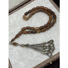 Linea Craft Lineacraft Alpaka Zincir Püsküllü Kapsül Kesim Bal Kahvesi Doğal Kuka Tesbih (7X11 Mm)