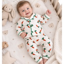 Havuç Desenli Uzun Kollu Alt Üst Bebek Pijama TAKIMI-%100PAMUKLU