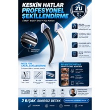Transformacion 2'li Erkek Sakal Şekillendirme Jileti 10.5 cm Profesyonel Hilal Sakal Bıyık Düzeltme Usturası Mikro Dişli Yüz Şekillendirici Bıçak Seti 723634