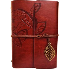 Marsilyan Yaprak Desenli Kahverengi Deri Defter