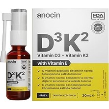 Uravas Store Anocin Vitamin D3 K2 Vitamin E, 1000 Iu 2m Mcg Damla 20 ml D3 K2 Vitamin D3K2